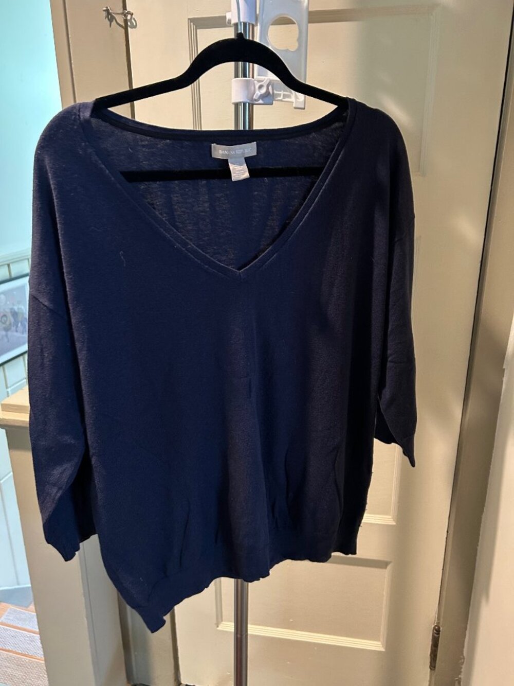Banana Republic navy silk blend sweater women size XL